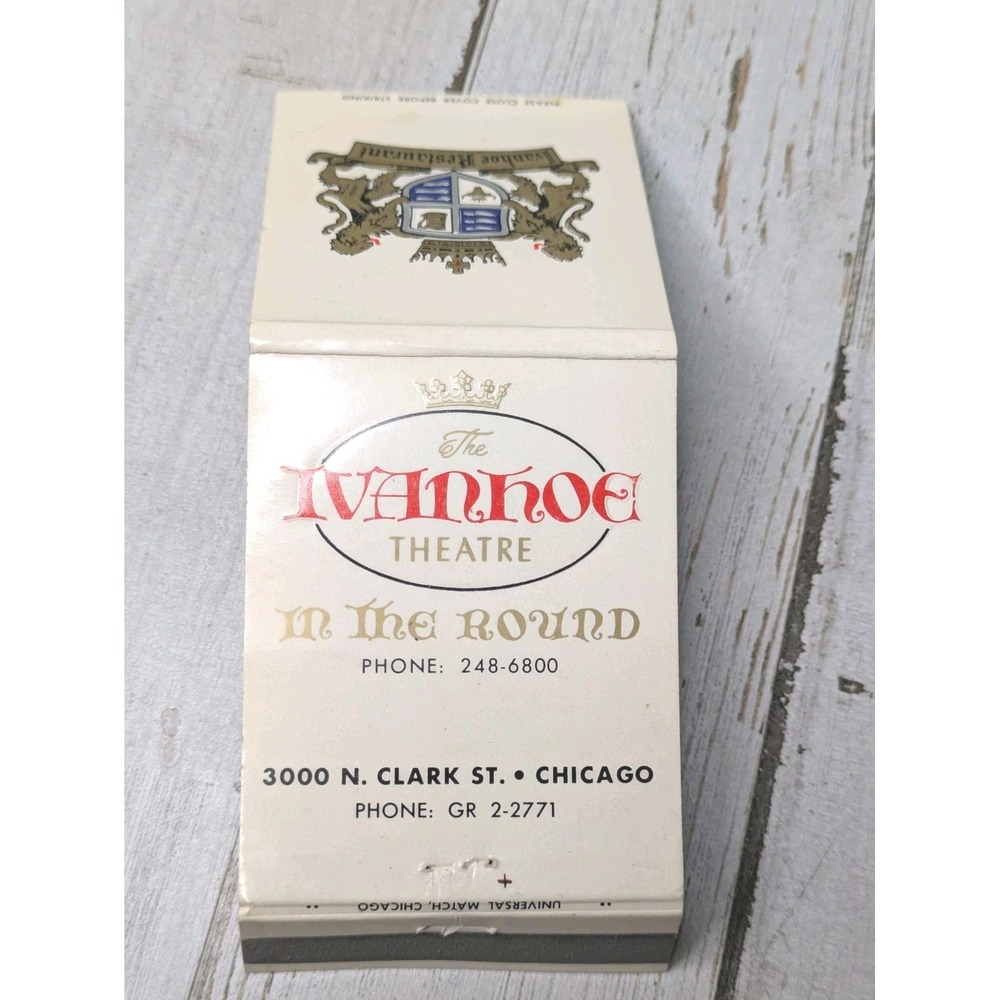 Vintage Matchbook Cover The Ivanhoe Theatre Chicago, IL Dine and Dance 30 Strike
